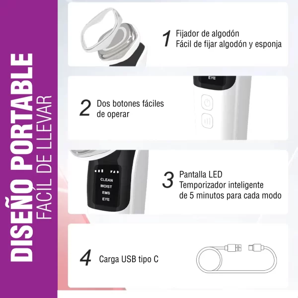 MASAJEADOR FACIAL ULTRASÓNICO PORTÁTIL - Imagen 5