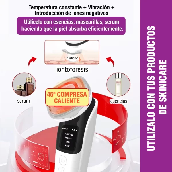 MASAJEADOR FACIAL ULTRASÓNICO PORTÁTIL - Imagen 3